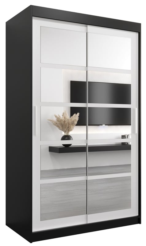 Szafa przesuwna garderoba ROMA 2 120 x 62 x 200 cm Czarny + Biały - Abiks Meble