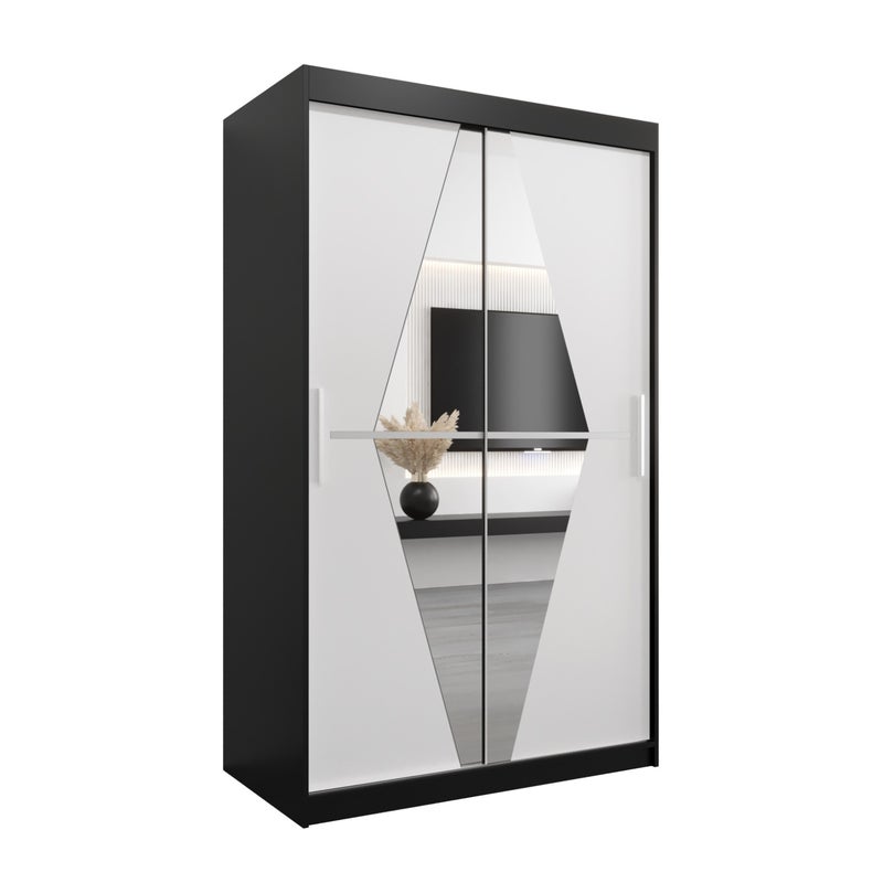 Szafa przesuwna garderoba BOLIWIA 180 x 62 x 200 cm Czarny + Biały - Abiks Meble
