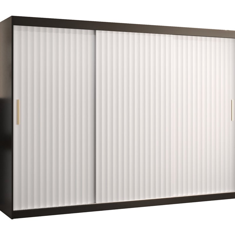 Szafa przesuwna garderoba RIFLO WAVE 1 250 x 62 x 200 cm Czarny + Biały - Abiks Meble
