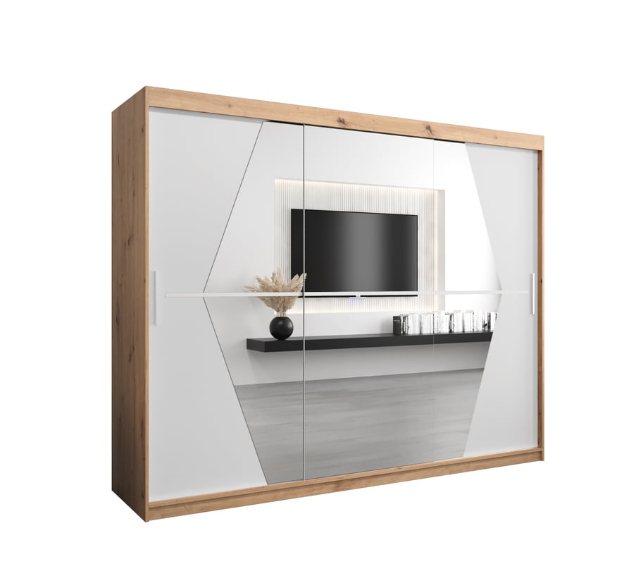 Szafa przesuwna garderoba BOLIWIA 250 x 62 x 200 cm Artisan + Biały - Abiks Meble
