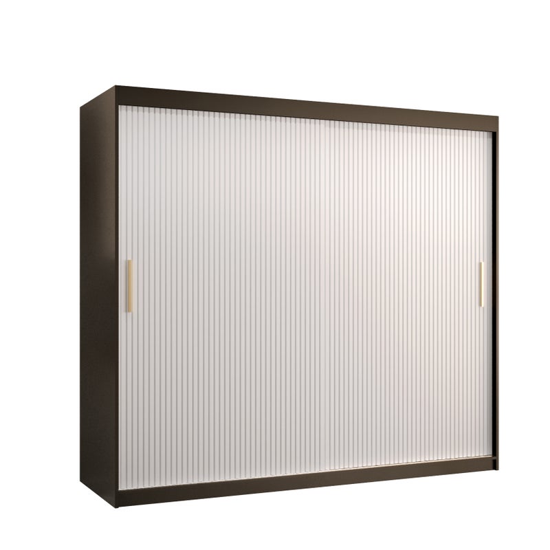 Szafa przesuwna garderoba RIFLO SLIM 1 200 x 62 x 200 cm Czarny + Biały - Abiks Meble