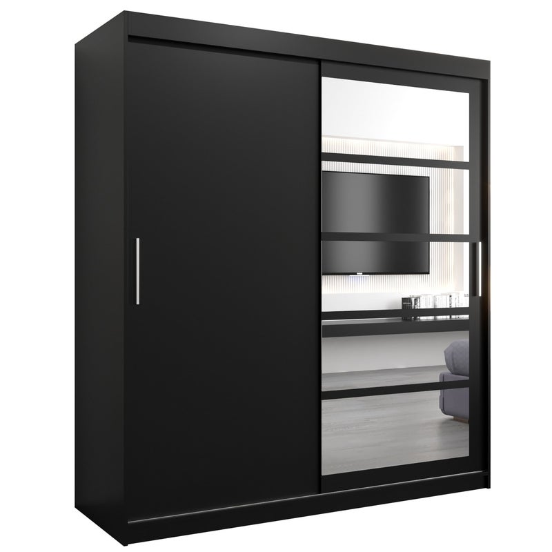 Szafa przesuwna garderoba ROMA 1 180 x 62 x 200 cm Czarny - Abiks Meble