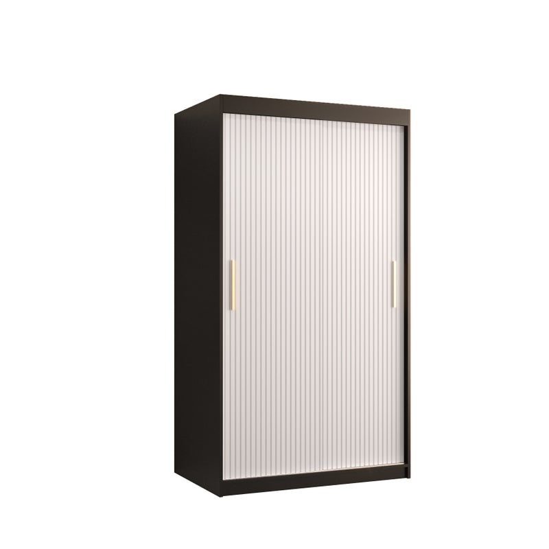 Szafa przesuwna garderoba RIFLO SLIM 1 100 x 62 x 200 cm Czarny + Biały - Abiks Meble