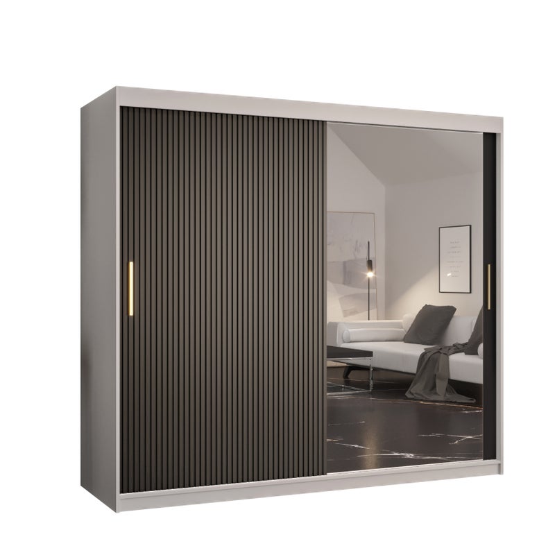 Szafa przesuwna garderoba RIFLO SLIM 2 200 x 62 x 200 cm Biały + Czarny - Abiks Meble