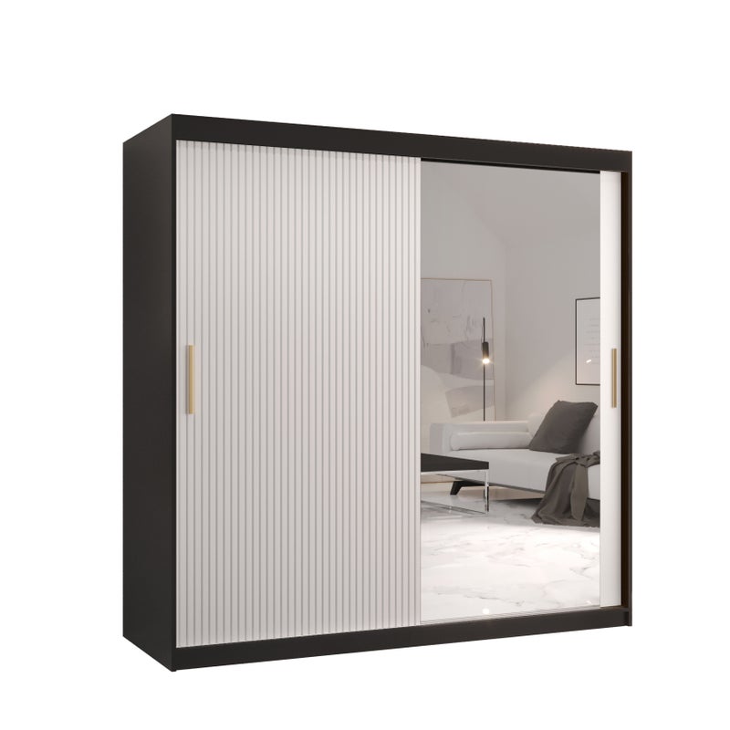 Szafa przesuwna garderoba RIFLO SLIM 2 180 x 62 x 200 cm Czarny + Biały - Abiks Meble