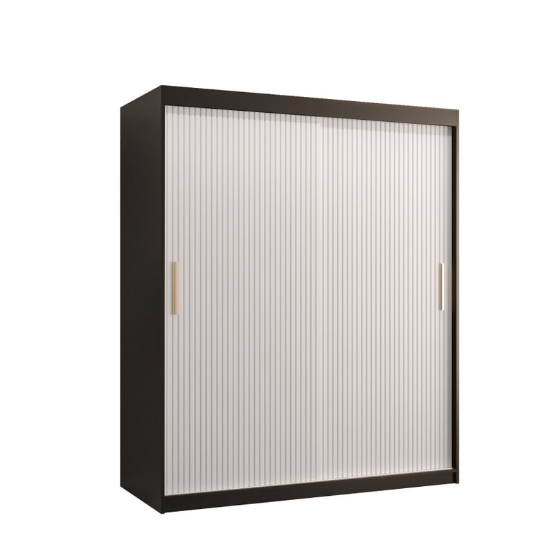 Szafa przesuwna garderoba RIFLO SLIM 1 150 x 62 x 200 cm Czarny + Biały - Abiks Meble
