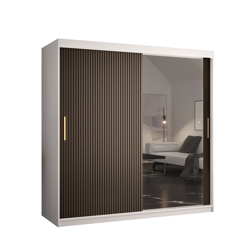 Szafa przesuwna garderoba RIFLO SLIM 2 180 x 62 x 200 cm Biały + Czarny - Abiks Meble