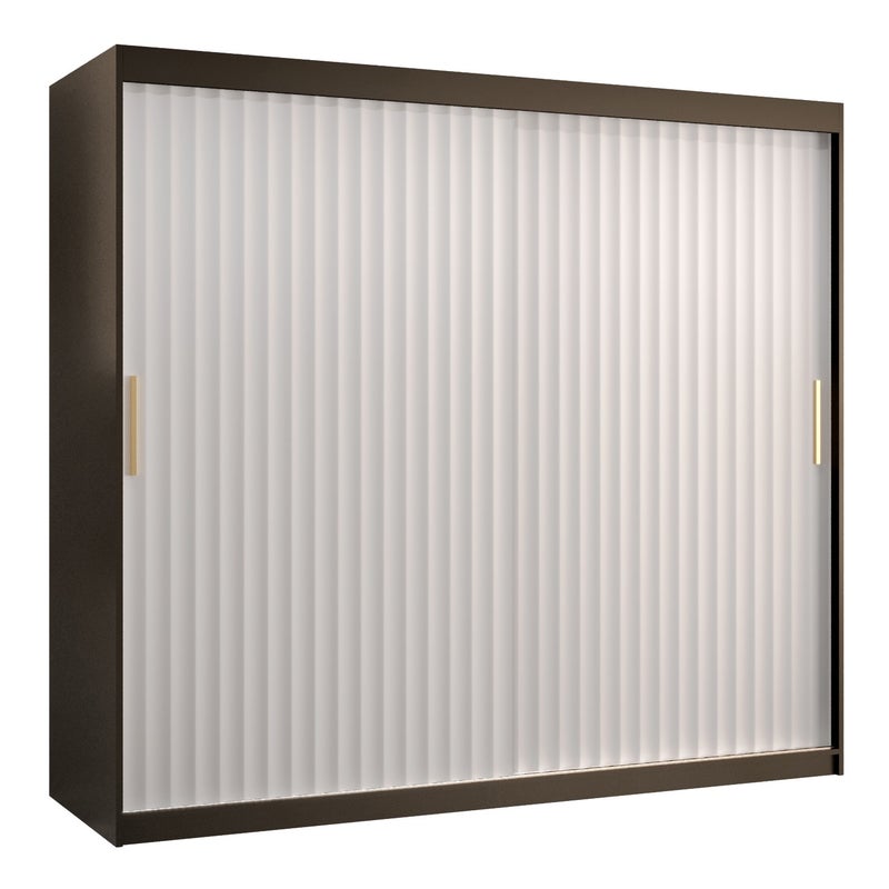 Szafa przesuwna garderoba RIFLO WAVE 1 200 x 62 x 200 cm Czarny + Biały - Abiks Meble