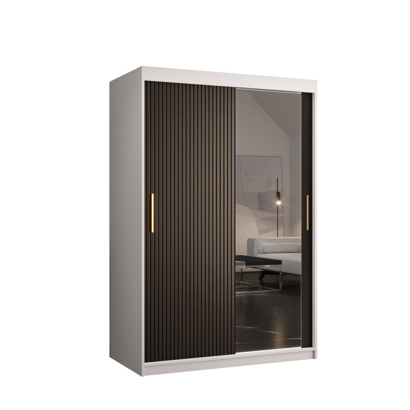 Szafa przesuwna garderoba RIFLO SLIM 2 120 x 62 x 200 cm Biały + Czarny - Abiks Meble