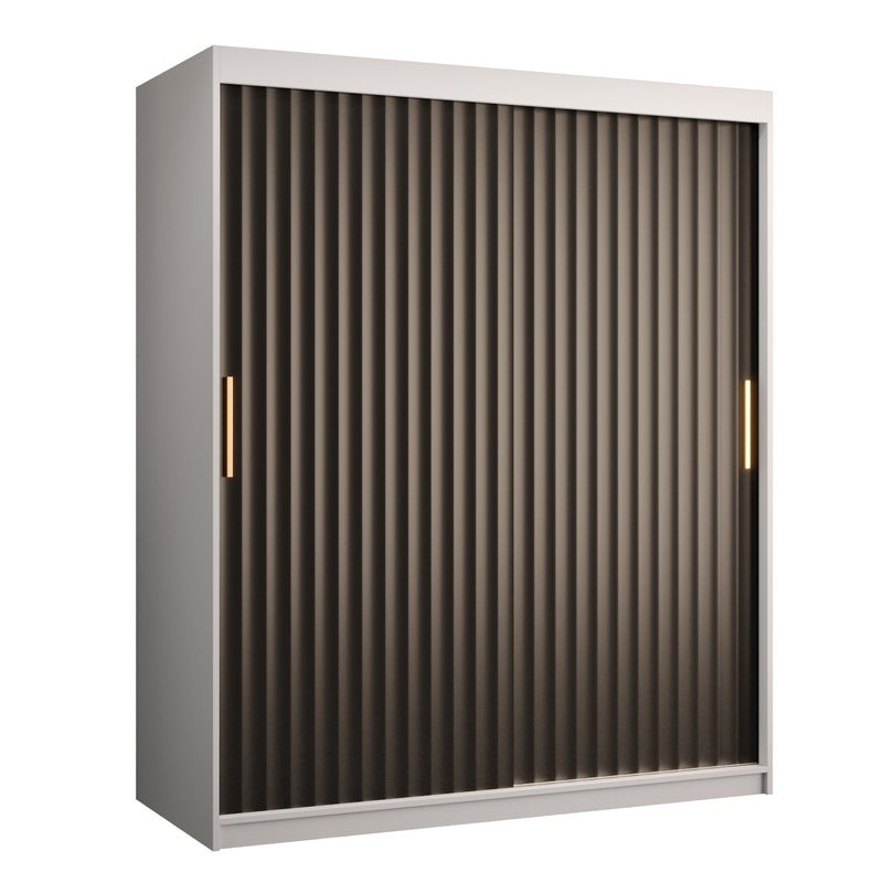 Szafa przesuwna garderoba RIFLO WAVE 1 150 x 62 x 200 cm Biały + Czarny - Abiks Meble