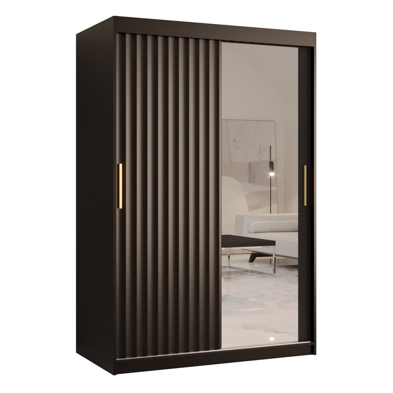 Szafa przesuwna garderoba RIFLO WAVE 2 120 x 62 x 200 cm Czarny - Abiks Meble