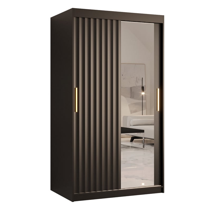 Szafa przesuwna garderoba RIFLO WAVE 2 100 x 62 x 200 cm Czarny - Abiks Meble