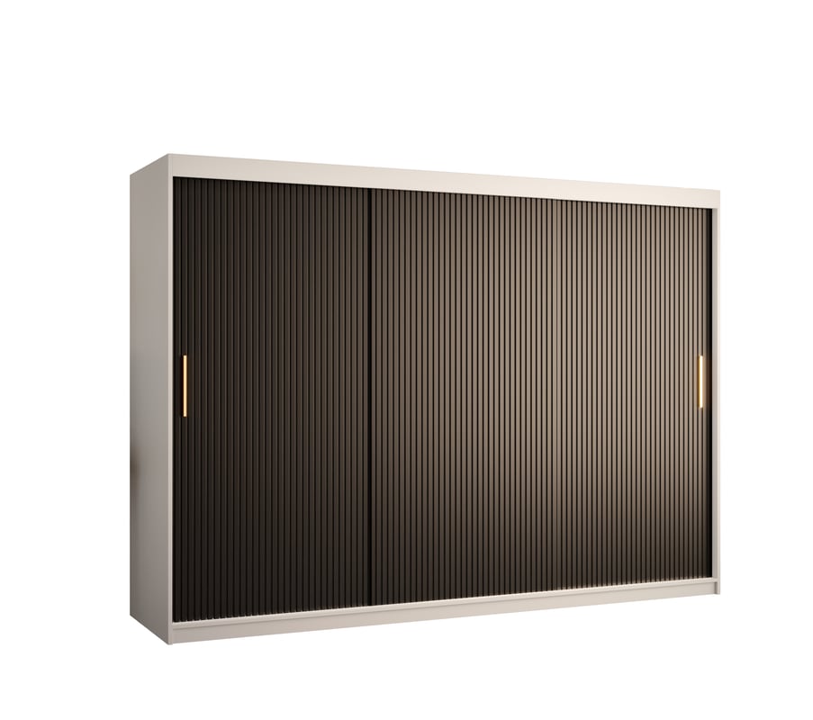 Szafa przesuwna garderoba RIFLO SLIM 1 250 x 62 x 200 cm Biały + Czarny - Abiks Meble