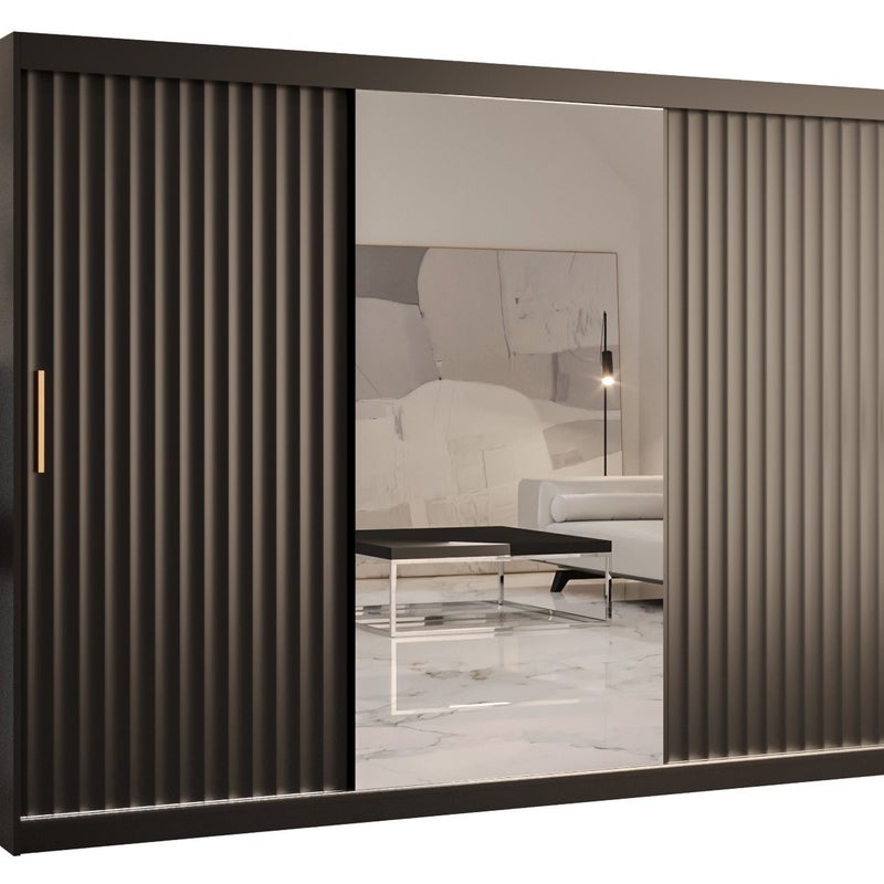 Szafa przesuwna garderoba RIFLO WAVE 2 250 x 62 x 200 cm Czarny - Abiks Meble