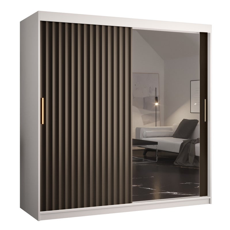 Szafa przesuwna garderoba RIFLO WAVE 2 180 x 62 x 200 cm Biały + Czarny - Abiks Meble