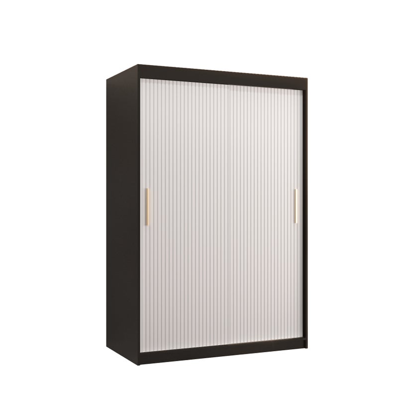 Szafa przesuwna garderoba RIFLO SLIM 1 120 x 62 x 200 cm Czarny + Biały - Abiks Meble