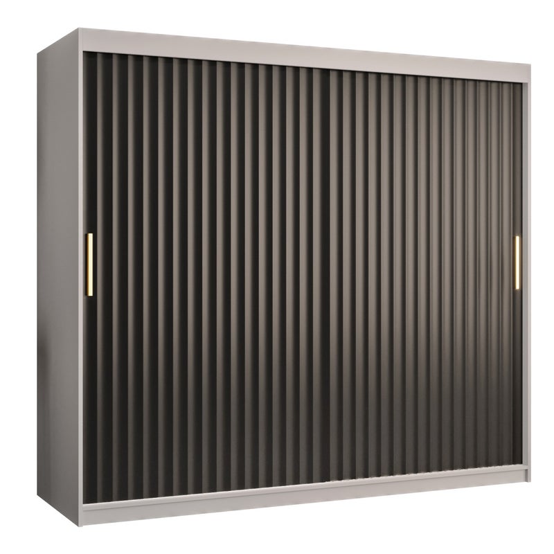 Szafa przesuwna garderoba RIFLO WAVE 1 200 x 62 x 200 cm Biały + Czarny - Abiks Meble