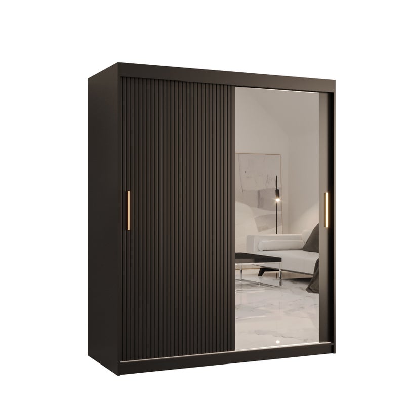 Szafa przesuwna garderoba RIFLO SLIM 2 150 x 62 x 200 cm Czarny - Abiks Meble