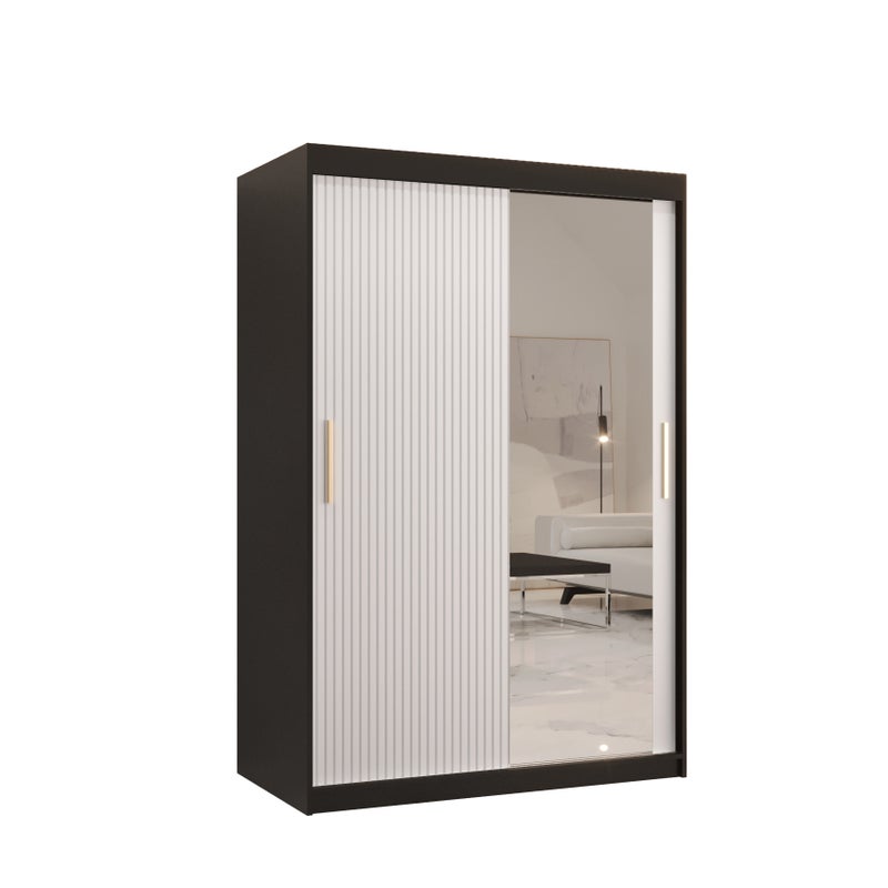 Szafa przesuwna garderoba RIFLO SLIM 2 120 x 62 x 200 cm Czarny + Biały - Abiks Meble