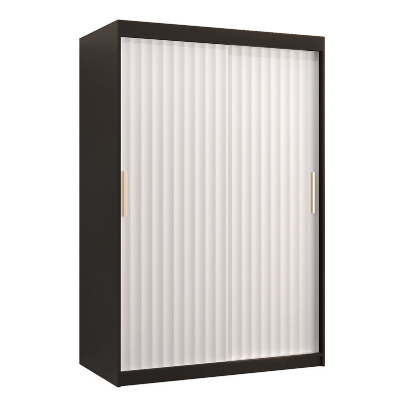 Szafa przesuwna garderoba RIFLO WAVE 1 120 x 62 x 200 cm Czarny + Biały - Abiks Meble