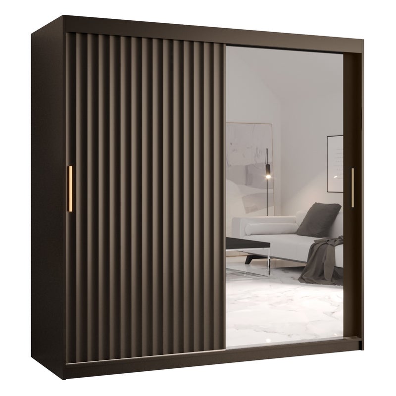 Szafa przesuwna garderoba RIFLO WAVE 2 180 x 62 x 200 cm Czarny - Abiks Meble