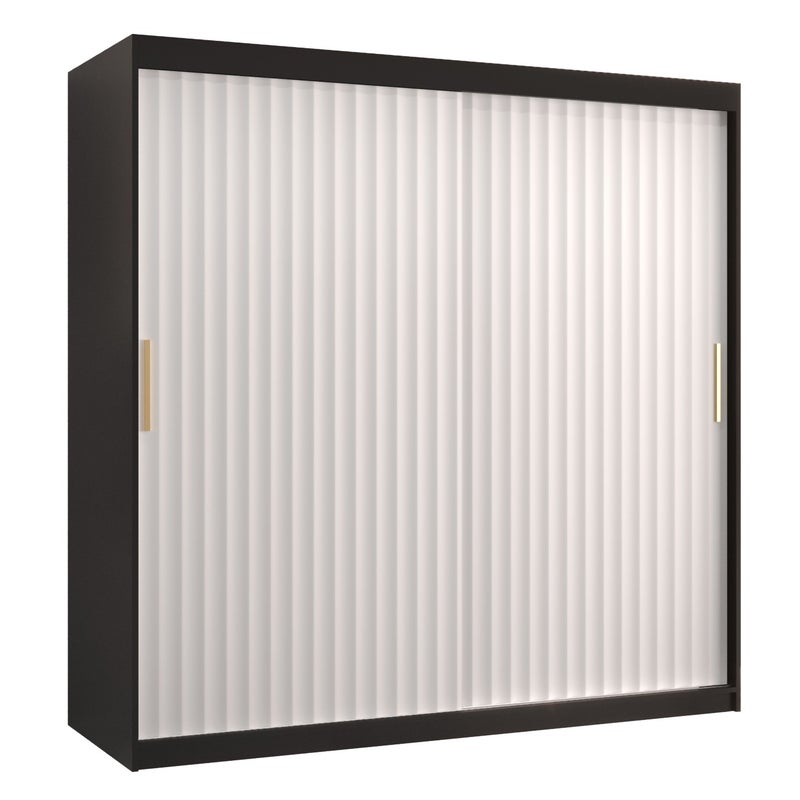 Szafa przesuwna garderoba RIFLO WAVE 1 180 x 62 x 200 cm Czarny + Biały - Abiks Meble