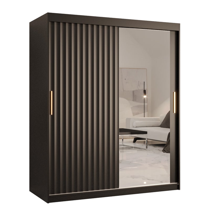 Szafa przesuwna garderoba RIFLO WAVE 2 150 x 62 x 200 cm Czarny - Abiks Meble
