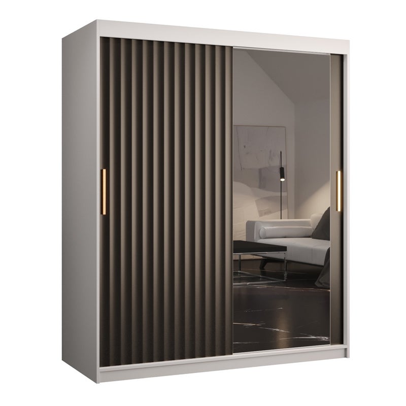 Szafa przesuwna garderoba RIFLO WAVE 2 150 x 62 x 200 cm Biały + Czarny - Abiks Meble