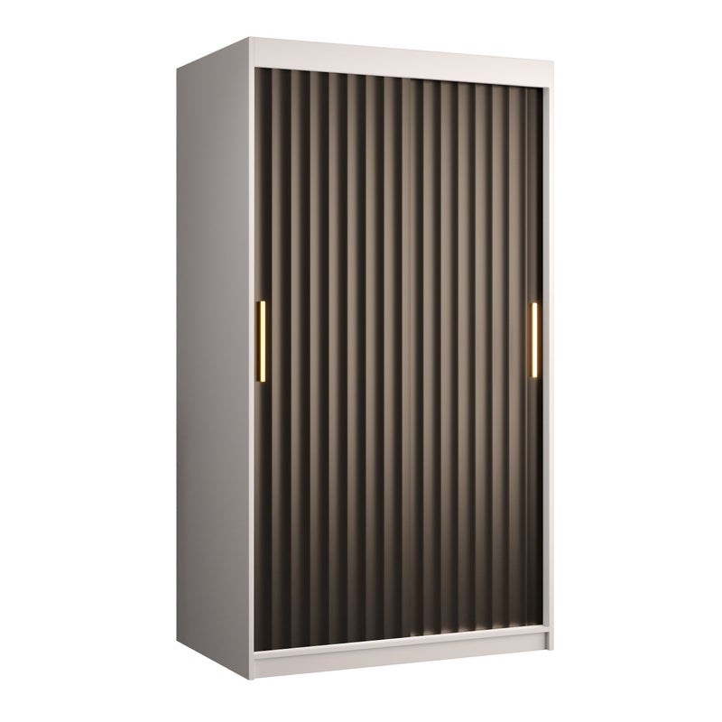 Szafa przesuwna garderoba RIFLO WAVE 1 100 x 62 x 200 cm Biały + Czarny - Abiks Meble
