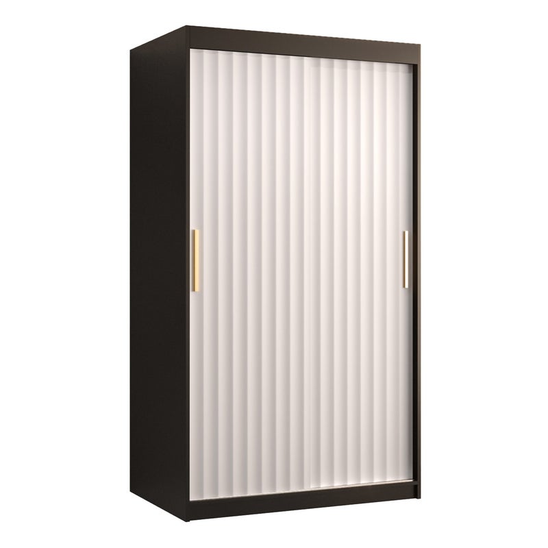 Szafa przesuwna garderoba RIFLO WAVE 1 100 x 62 x 200 cm Czarny + Biały - Abiks Meble