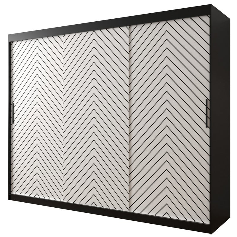 Szafa przesuwna garderoba JODEŁKA 1 250 x 62 x 200 cm Czarny + Biały - Abiks Meble