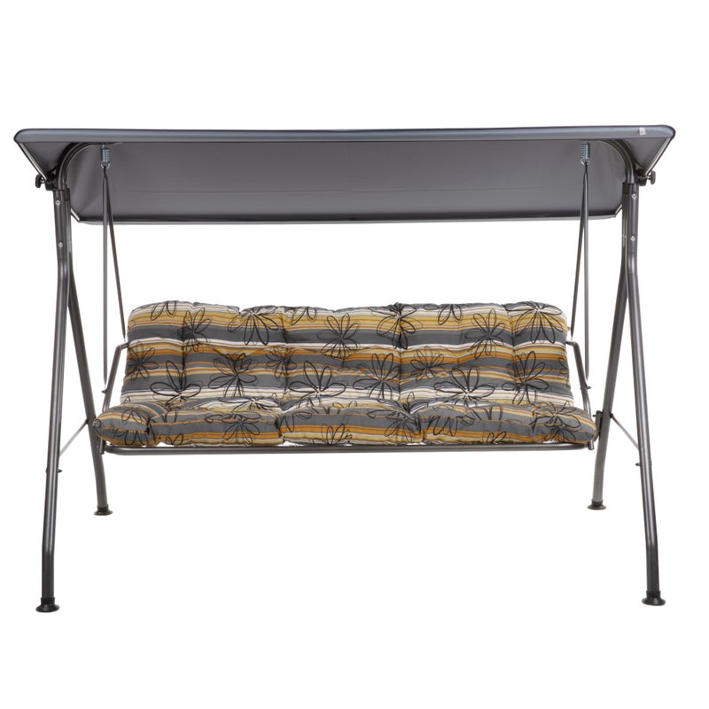 Huśtawka ogrodowa Sevilla szary/pomarańczowy kwiaty PATIO