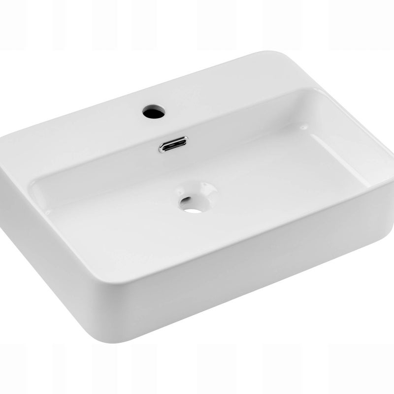 Umywalka nablatowa TRUST 2 WHITE 55 cm biała połysk ceramika