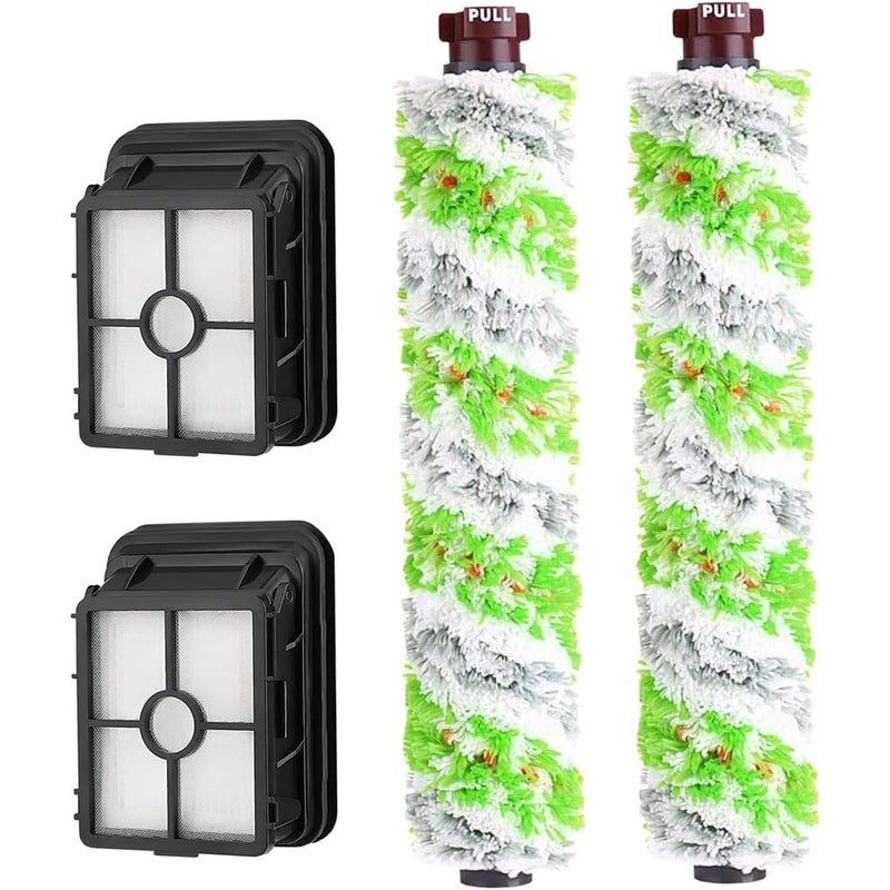 Zestaw wymiennych filtrów do szczotek Bissell CrossWave 1785 2306A, zawierający 2 obrotowe szczotki do sierści zwierząt i 2 filtry.