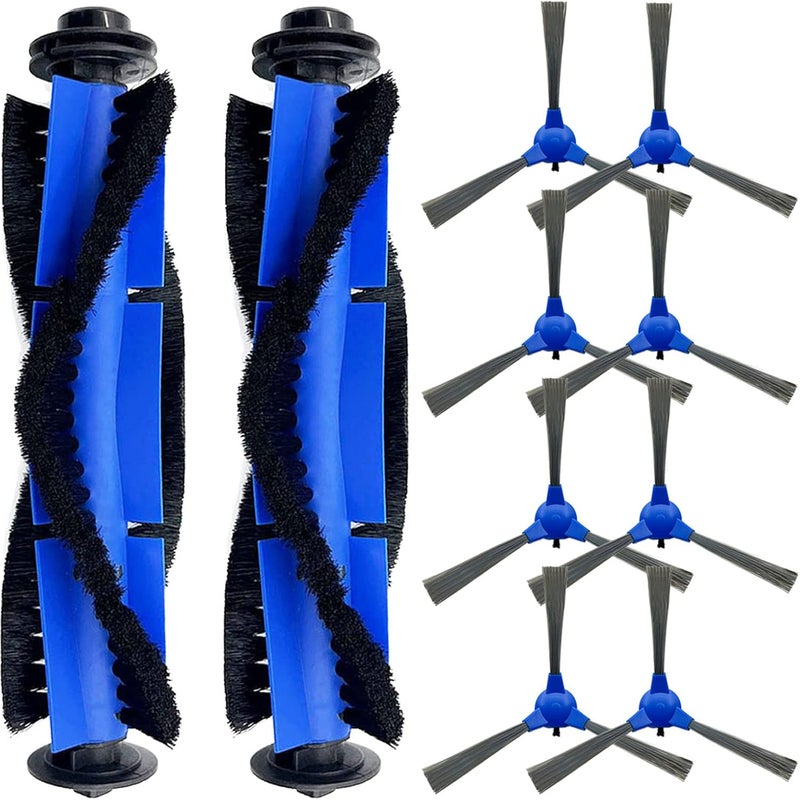 10 części zamiennych do odkurzaczy automatycznych Eufy RoboVac 11S, 30C, G30, 30c i G30 Edge, w tym 2 szczotki obrotowe i 8 szczotek bocznych.