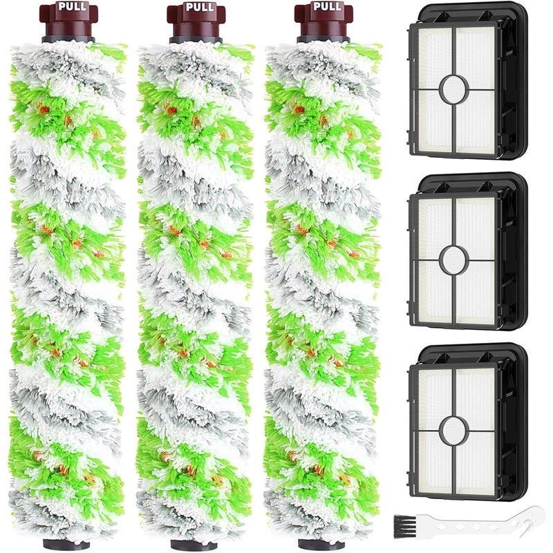 Części zamienne do odkurzacza Bissell CrossWave Pet Pro, w tym 3 wielofunkcyjne szczotki obrotowe + 3 filtry odkurzacza.