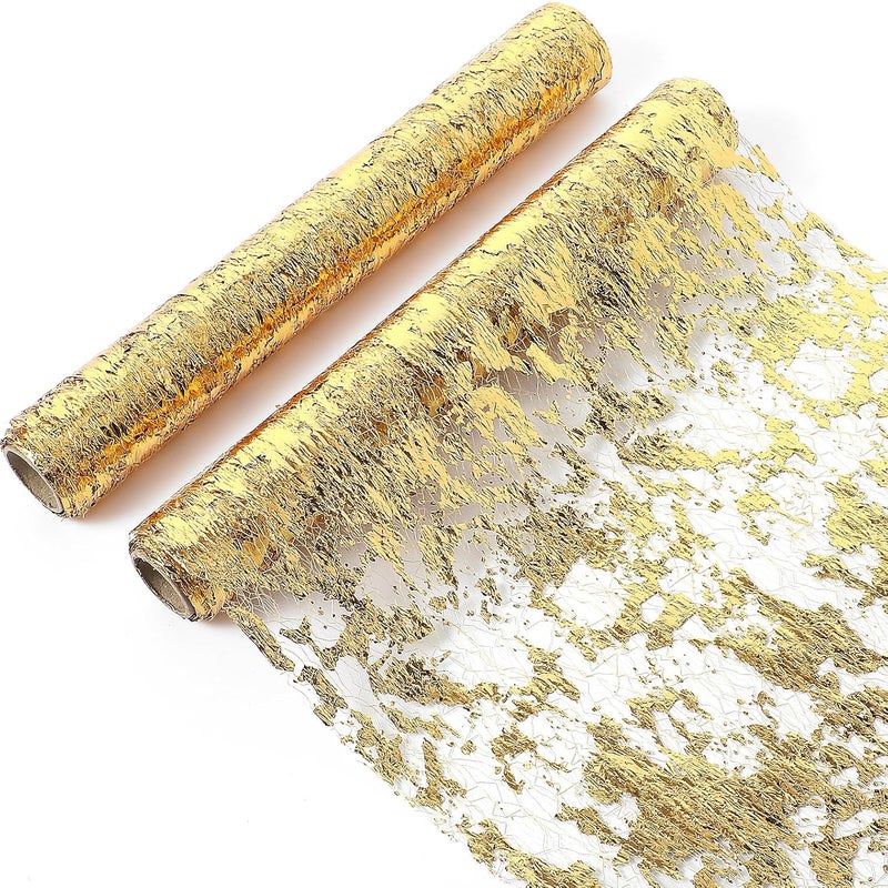 Obrus - Bieżnik - Dekoracja na przyjęcie urodzinowe - Poliester - 2 sztuki - 28*275 cm - Złoty