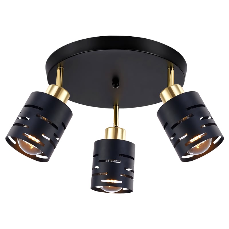 Lampa sufitowa 3x E27 LED Elen ruchoma wisząca IP20 czarna złota kinkiet żyrandol MasterLED