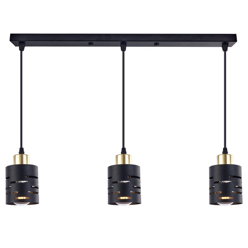 Lampa wisząca sufitowa 3x E27 LED Elen IP20 100cm żyrandol czarna złota MasterLED