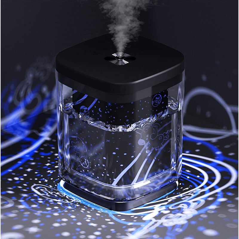 Ultradźwiękowy nawilżacz powietrza z 2 regulowanymi trybami rozprowadzania mgiełki, automatycznym wyłączaniem, kolorowym światłem nocnym, przenośnym
