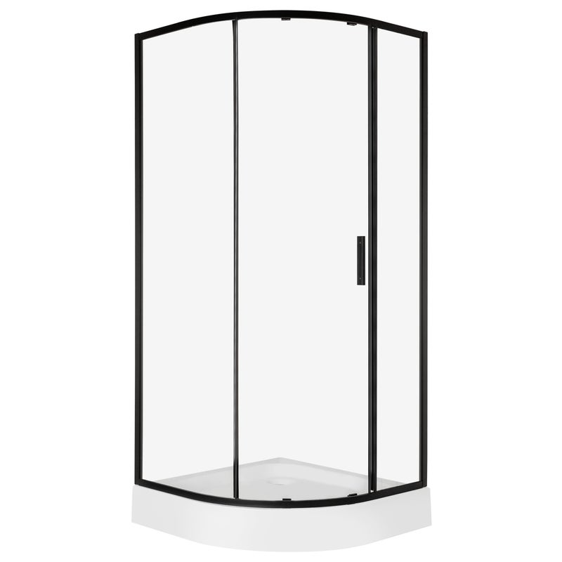 Kabina prysznicowa z brodzikiem Solid RPS 90 BL szkło transparentne 6 mm, profole czarne KERRA