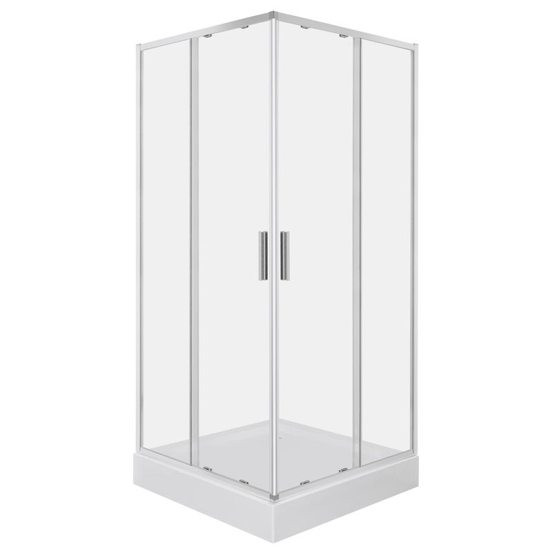 Kabina prysznicowa z brodzikiem Solid SQ 90 CHR szkło transparentne 6 mm, profile chrom KERRA