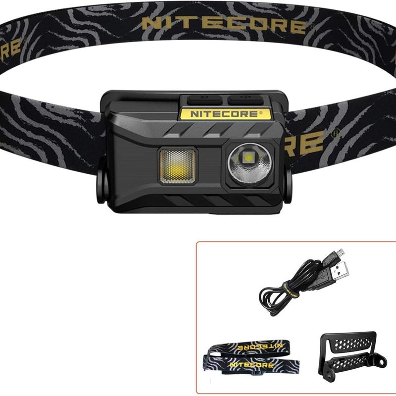 Latarka czołowa ładowana przez USB, białe/czerwone/światło LED o wysokiej rozdzielczości, 4 tryby oświetlenia, wodoodporna, 28 gramów, odpowiednia do