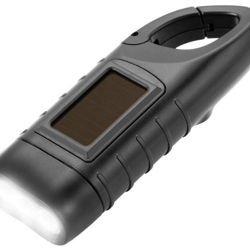 Latarki solarne, latarki solarne LED i latarki korbowe, akumulatorowe oświetlenie awaryjne do użytku na zewnątrz - czarne