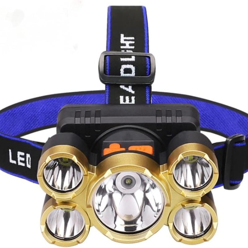 Latarka czołowa LED ładowana przez USB, ultrabiałe światło, 4 tryby jasności, regulowany pałąk, idealna do nocnego wędkowania na świeżym powietrzu.