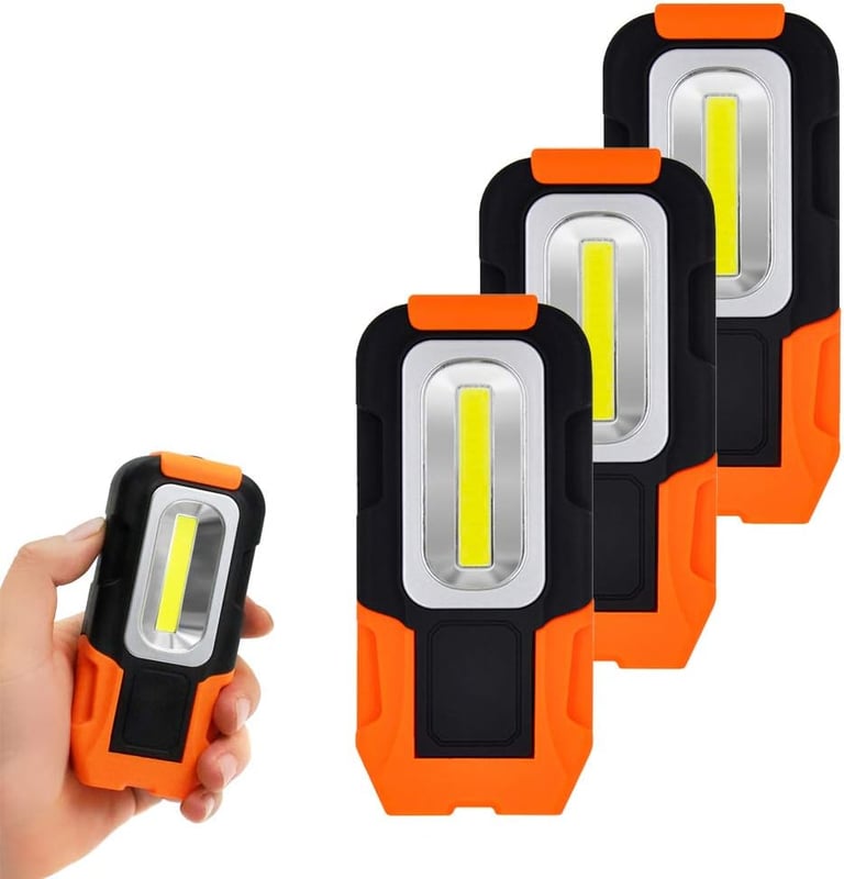 3-diodowa lampa robocza, przenośna magnetyczna latarka kieszonkowa z diodą LED COB 3W (baterie AAA nie są dołączone), składana, z magnetyczną podstaw