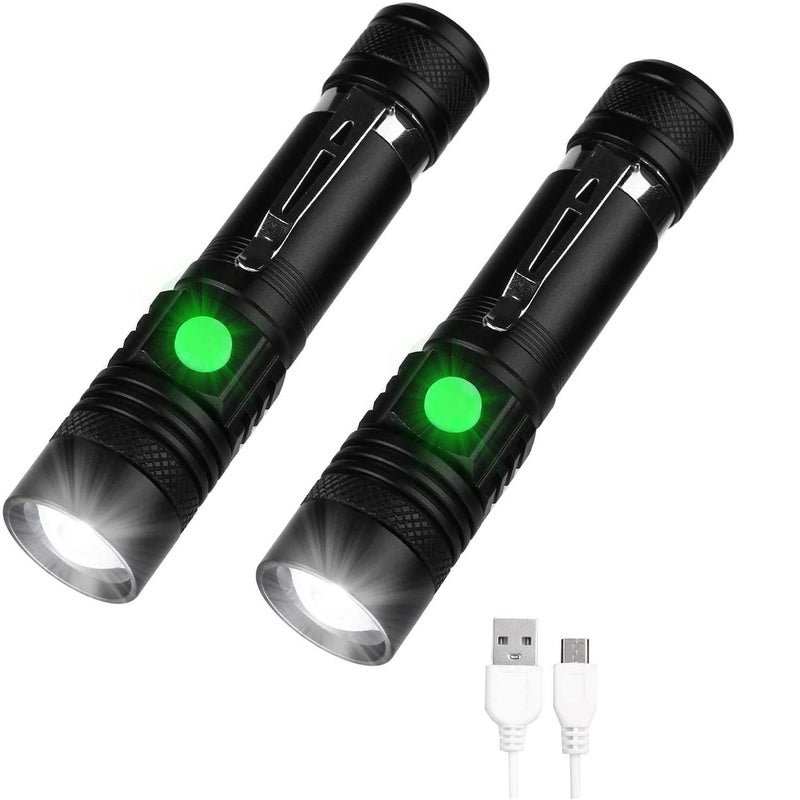 Latarka ładowana przez USB o mocy 350 lumenów, z 3 trybami oświetlenia i regulowanym zoomem, odpowiednia na kemping, wędrówki i w sytuacjach awaryjny