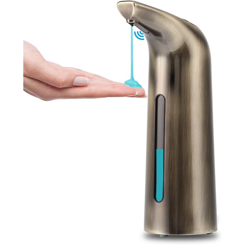 Automatyczny, szczelny dozownik mydła, 400 ml/13 uncji, mosiężno-zielony, bezdotykowy dozownik mydła w płynie z czujnikiem podczerwieni, odpowiedni d