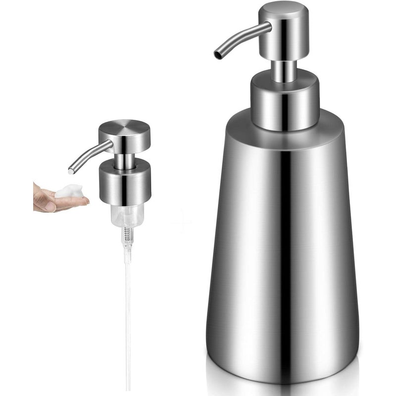 Dozownik mydła w płynie 350 ml + dozownik z pompką piankową ze stali nierdzewnej 304, odpowiedni do stosowania w łazience i
