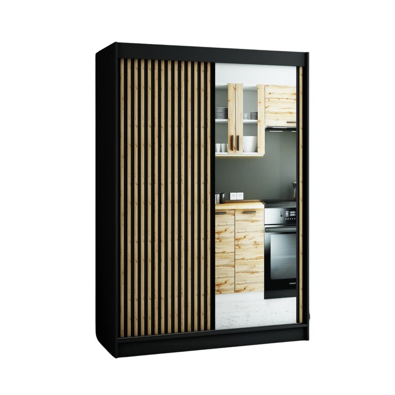 Szafa przesuwna garderoba LAMELO 2 150 x 62 x 200 cm Czarny - Abiks Meble